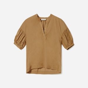 Everlane - The Split-Neck Puff-Sleeve Air Shirt - Hazel (Brown)